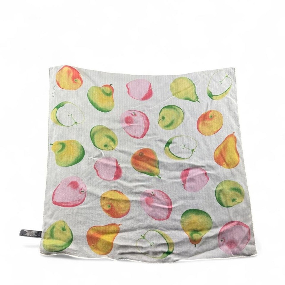 Vintage Echo Silk Scarf w/ watercolor style fruit design